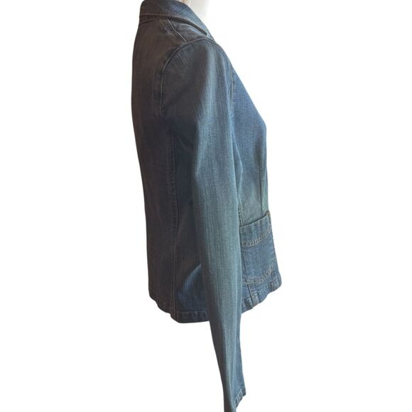 Vintage GAP Y2K Jean Jacket Size 14 Stretch Denim Classic Preppy Coastal Grandma - Picture 7 of 15